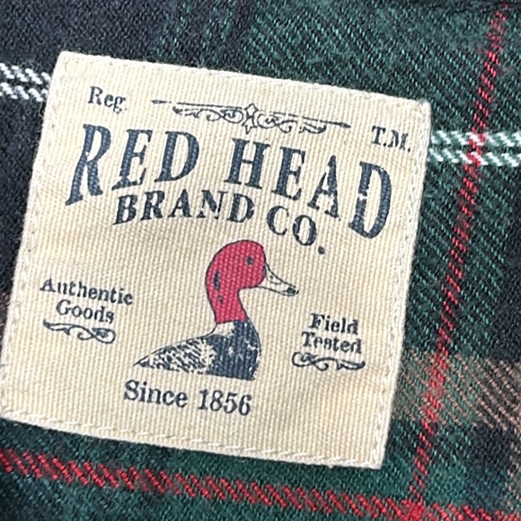 Red Head Brand green flannel plaid button up shirt. Men’s Size XLT - Picture 2 of 7